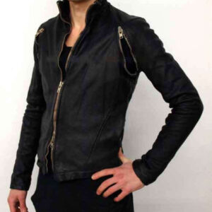 MEN ZIPPERED ARMPITS WASHED LAMB LEATHER JACKET NEW