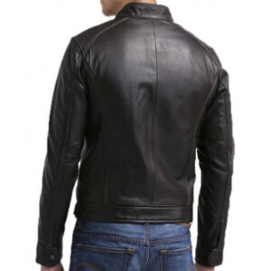 MEN'S STYLISH BLACK SLIM FIT LEATHER BIKER JACKET MEN