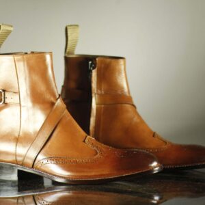 Handmade Ankle High Brown Jodhpurs Leather Boot - leathersguru