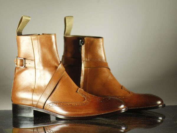 Handmade Ankle High Brown Jodhpurs Leather Boot - leathersguru