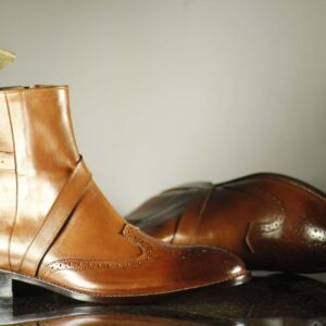 Handmade Ankle High Brown Jodhpurs Leather Boot - leathersguru