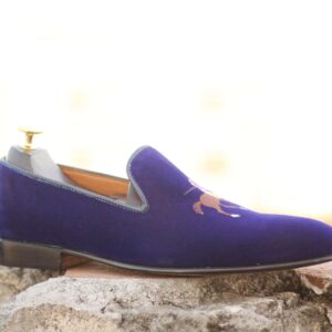 Stylish Blue Suede Loafer Shoes,For Men's Oxford Shoes