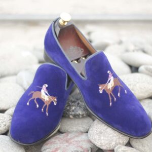 Stylish Blue Suede Loafer Shoes,For Men's Oxford Shoes