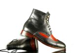 Black Red Men's Desert Ankle High Leather Boots - leathersguru