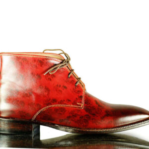 Stylish Burgundy Handmade Chukka Lace Up Boot For Men's