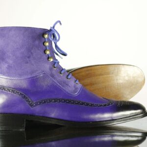 Purple Ankle High Leather Boot For Men's - leathersguru