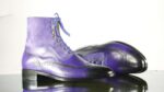 Handmade Ankle Indigo Wing Tip Lace Up Leather Suede Boot - leathersguru