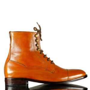 Men's Tan Cap Toe Lace Up Leather Ankle Boot,Men's Oxford Boot