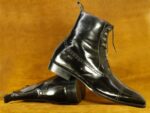 Handmade Lace Up Cap Toe Black Ankle Boot For Men's