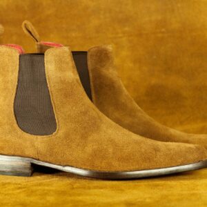 Handmade Brown Chelsea Ankle High Suede Boot, Men's Oxford Boot