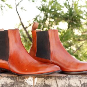 Bespoke Ankle High Tan Chelsea Leather Boot - leathersguru