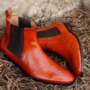 Bespoke Ankle High Tan Chelsea Leather Boot - leathersguru