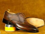 Men's Chocolate Brown Wing Tip Lace Up Shoes,Handmade Formal Shoes