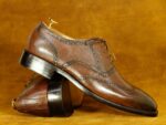 Men's Chocolate Brown Wing Tip Lace Up Shoes,Handmade Formal Shoes