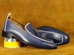 Bespoke Blue loafer tussle Shoes, Men's Oxford Leather Shoes