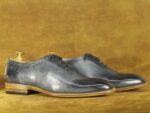 Bespoke Grey Brogue Lace Up Shoes, Men's Dress Shoes