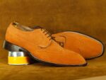 Bespoke Tan Wing Tip Lace Up Shoes, Men's Oxford  Leather Shoes