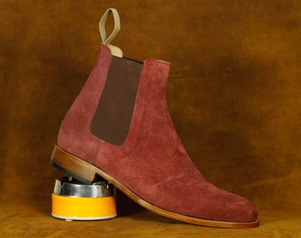 Men's Chelsea Suede Burgundy Ankle Boot,Handmade Oxford Boot