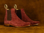 Men's Chelsea Suede Burgundy Ankle Boot,Handmade Oxford Boot