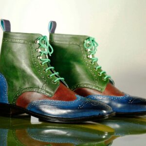 Bespoke Multi Color Ankle Leather Lace Up Boot - leathersguru