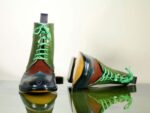 Bespoke Multi Color Ankle Leather Lace Up Boot - leathersguru