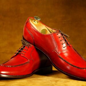 Men's Split Toe Lace Up Burgundy Shoes,Hand Painted Leather Formal Shoes