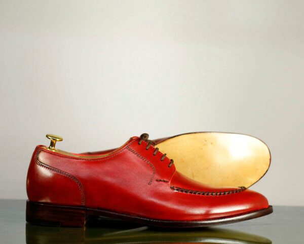 Bespoke Burgundy Split toe Lace Up Shoes for Men's - leathersguru