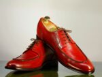 Bespoke Burgundy Split toe Lace Up Shoes for Men's - leathersguru