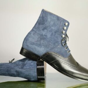 Ankle Black Blue Leather Suede Lace Up Boot,Men's Oxford Boot