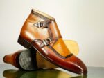 Ankle Boot Two Tone Brown Double Monk Strap Men's Leather Boots