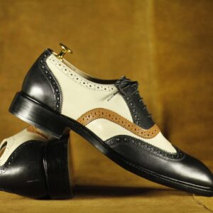 Lace Up Leather Stylish Black White Shoes Men's Dress Shoes