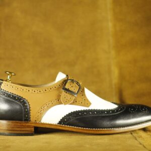 Handmade Multi Colour Leather Monk Strap Shoe,Men's Casual Shoes