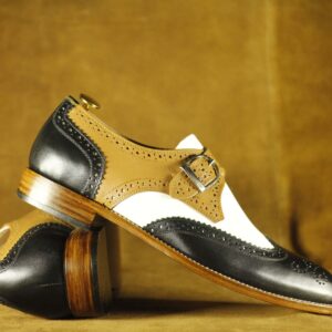 Handmade Multi Colour Leather Monk Strap Shoe,Men's Casual Shoes