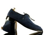 Handmade Blue Round Toe Lace Up Suede Shoes,For Men's