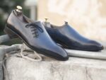 Bespoke Blue Leather Side Lace Up Shoe for Men - leathersguru