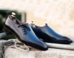 Bespoke Blue Leather Side Lace Up Shoe for Men - leathersguru