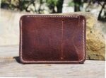 MINIMALIST Leather WALLET, Personalized Slim Front Pocket Wallet, Mens Cardholder, Crazy Hours Leather Cardholder, Perfect Gift - leathersguru