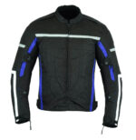 MOTORCYCLE ARMORED BIKERS HIGH PROTECTION WATERPROOF JACKET BLACK BLUE