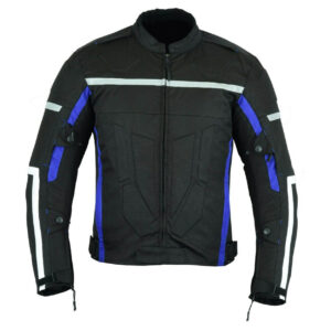 MOTORCYCLE ARMORED BIKERS HIGH PROTECTION WATERPROOF JACKET BLACK BLUE