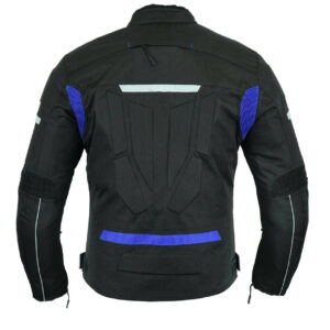 MOTORCYCLE ARMORED BIKERS HIGH PROTECTION WATERPROOF JACKET BLACK BLUE