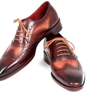 Bespoke Tan Leather Wing Tip Lace Up Shoe For Men's - leathersguru