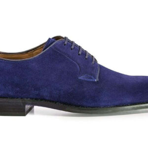 Handmade Blue Suede Derby Lace Up Shoe - leathersguru