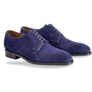 Handmade Blue Suede Derby Lace Up Shoe - leathersguru