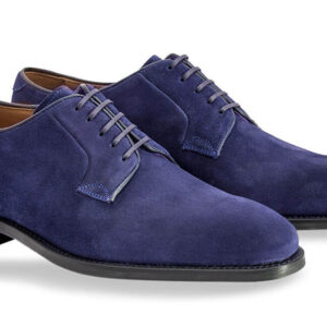 Made to order Handmade Derby Navy Blue Suede Leather Shoes