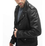 Handmade Men's Black Color Biker Leather Stylish Jacket - leathersguru