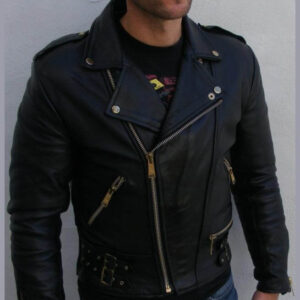 Men's Black Color Biker Leather Jacket, Motorbike Leather Belted Jacket - leathersguru