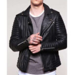 Men's Padded Black Motorcycle Fashion Leather Jacket, Men Winter Fashion Jacket - leathersguru