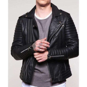 Men's Padded Black Motorcycle Fashion Leather Jacket, Men Winter Fashion Jacket - leathersguru