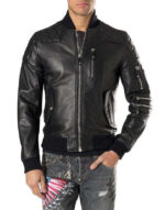 Men Black Trendy Bomber Leather Biker Jacket Men Designer Fashion Highway Jacket - leathersguru