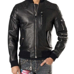 Men Black Trendy Bomber Leather Biker Jacket Men Designer Fashion Highway Jacket - leathersguru